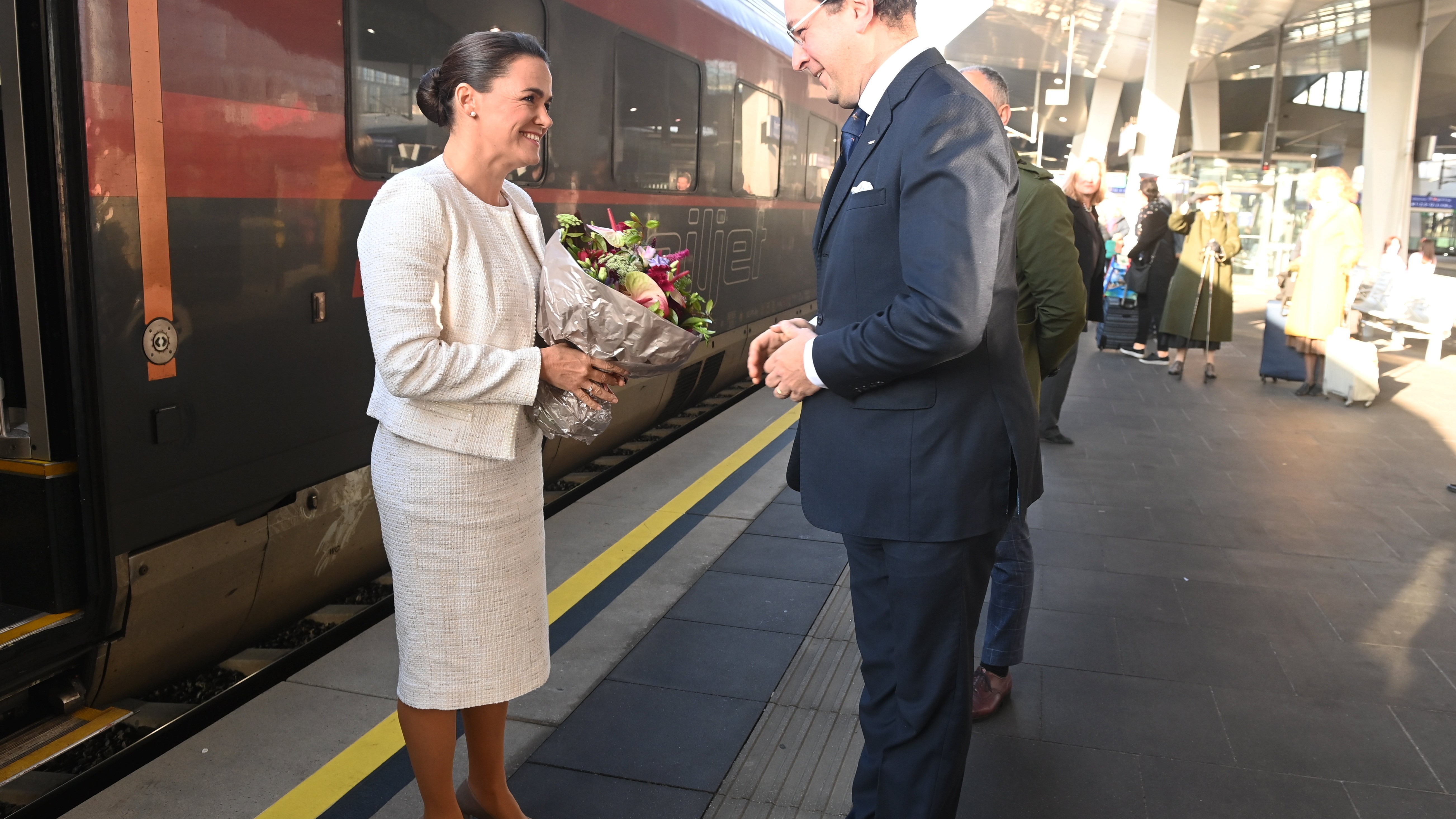 Novák Katalin októberben Bécsbe is vonattal ment (Fotó: MTI/Bruzák Noémi)