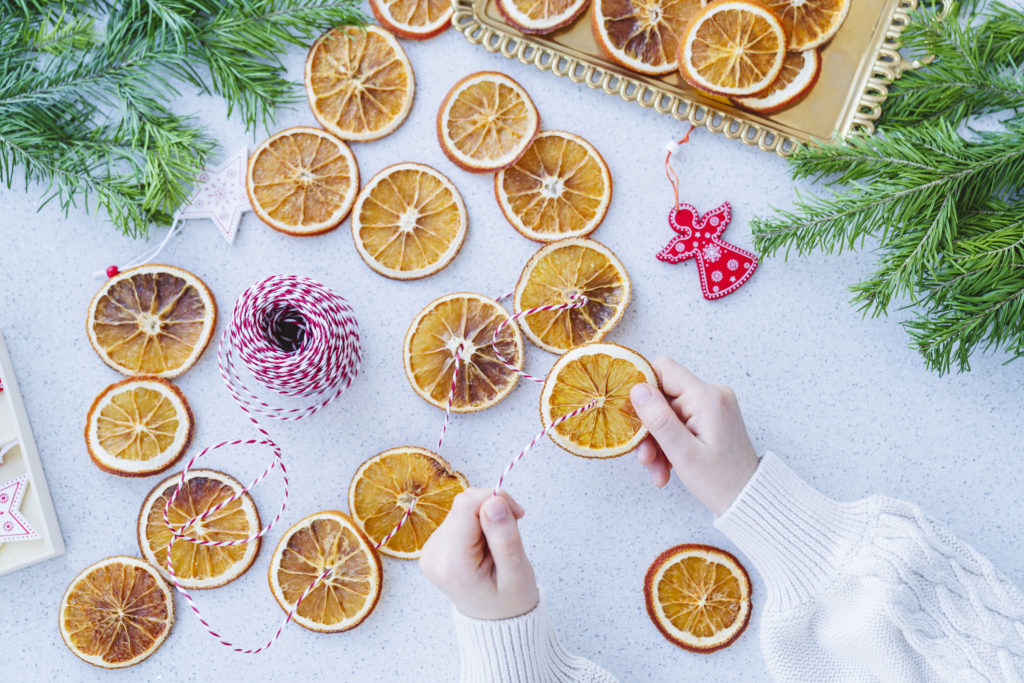 Szárított narancs girland karácsonyi dekoráció