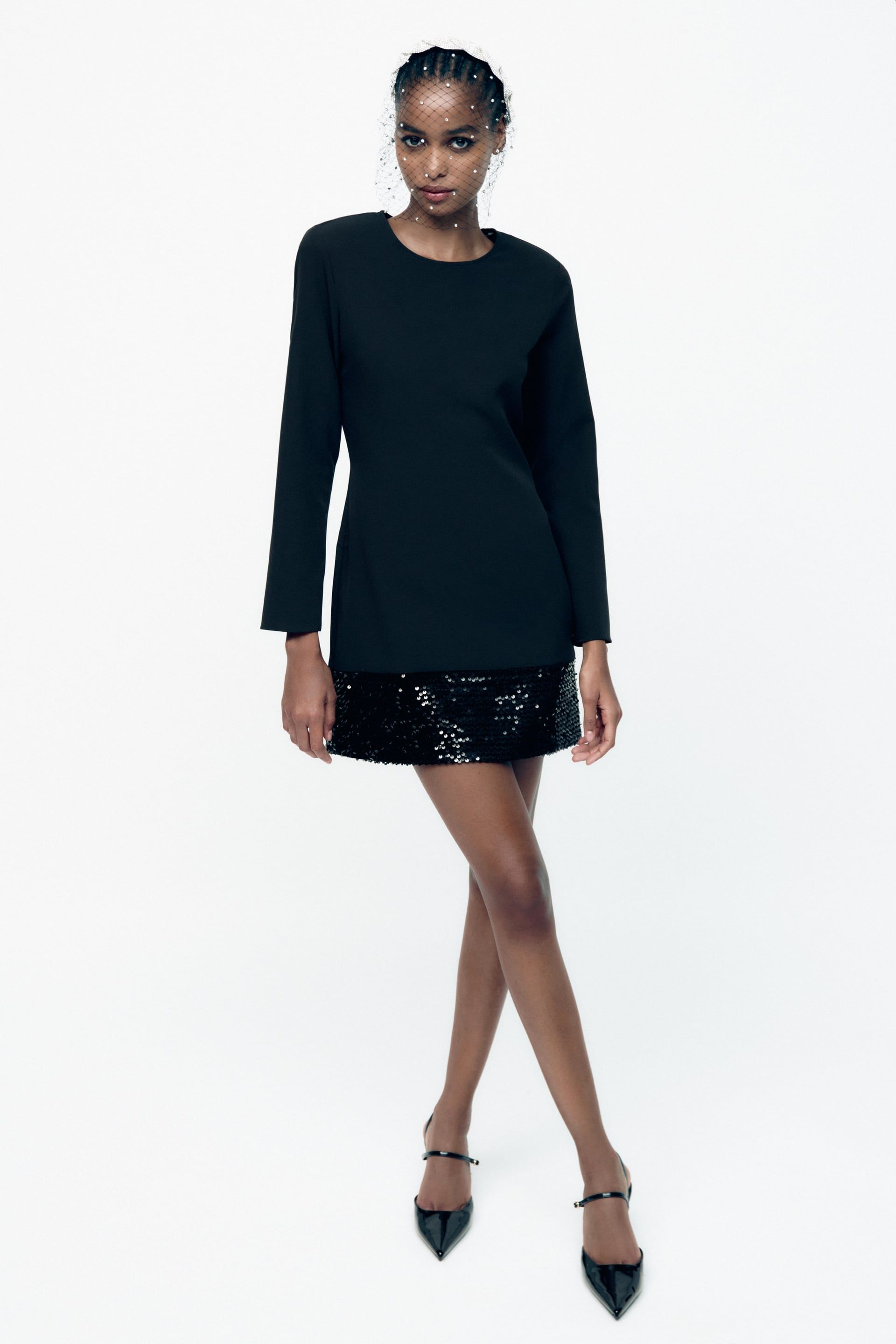 Zara fekete flitteres ruha