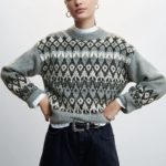 norvég mintás pulóver