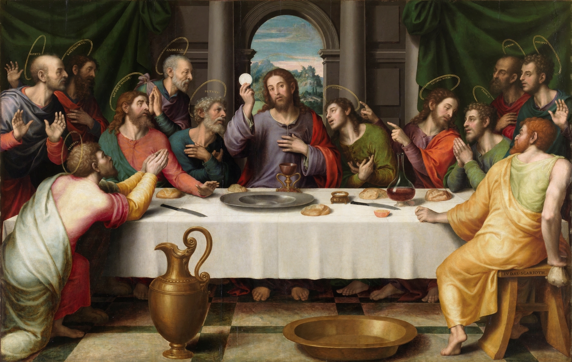 A Biblia leghíresebb étkezése, az utolsó vacsora, Joan de Joanes festményén (forrás: Wikipedia)