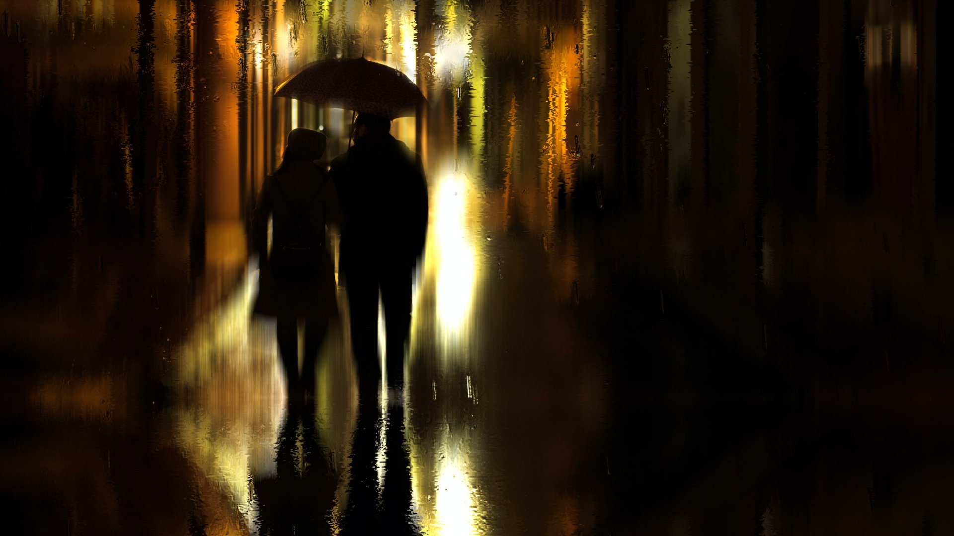 Férfi és nő az esőben esernyővel