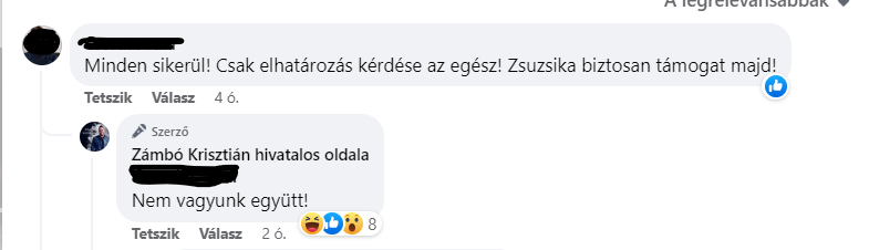 Zámbó Krisztián Facebook-komment