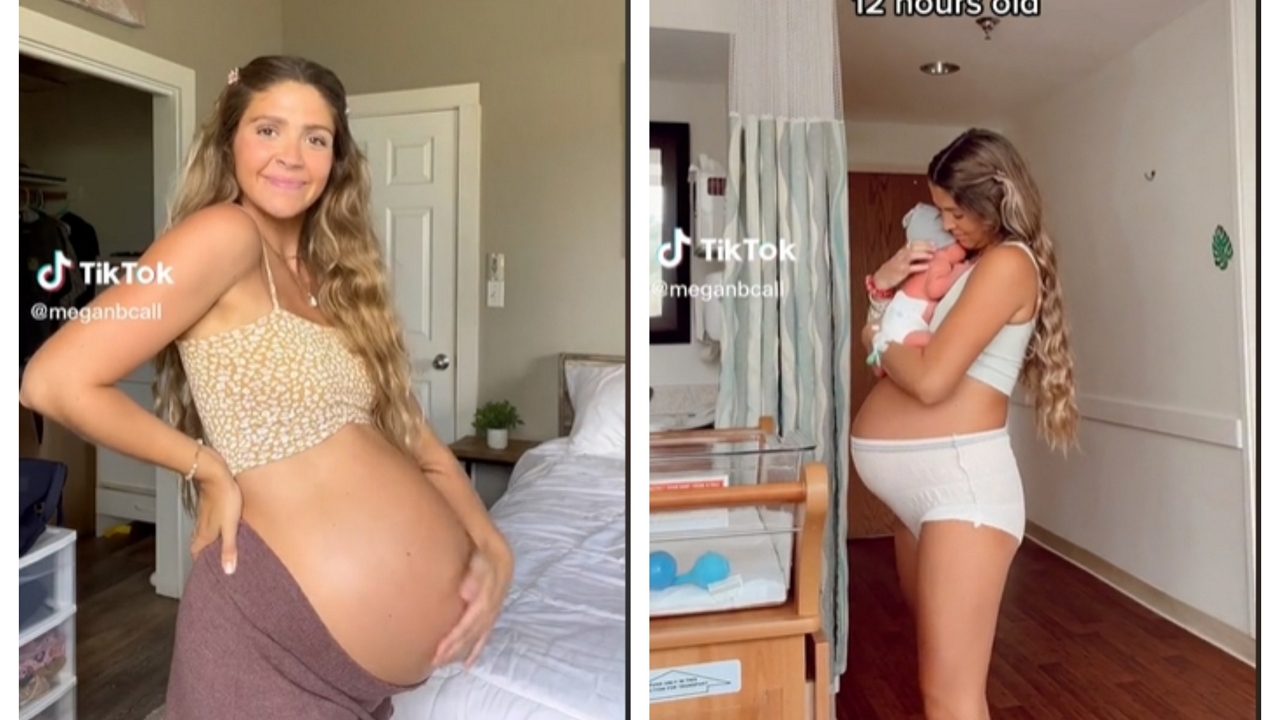 nő szülés előtt és után
