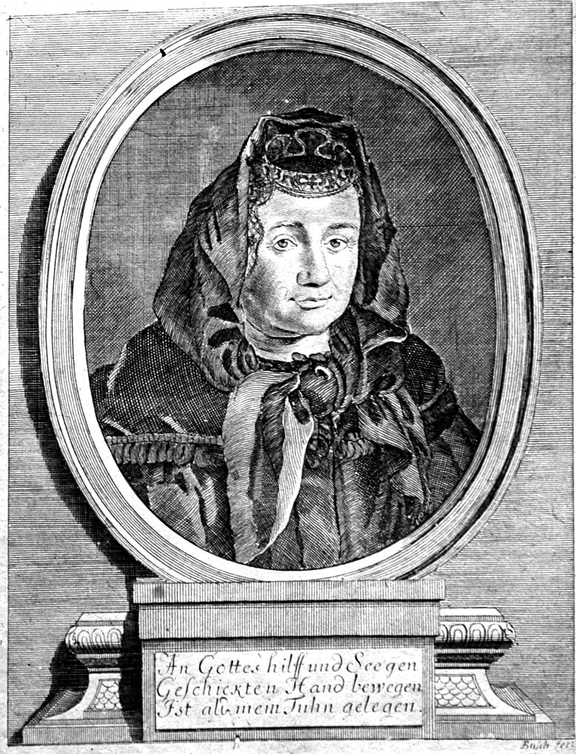 Justine Siegemund, rézmetszet 1690-ből (Forrás: Wikipédia)