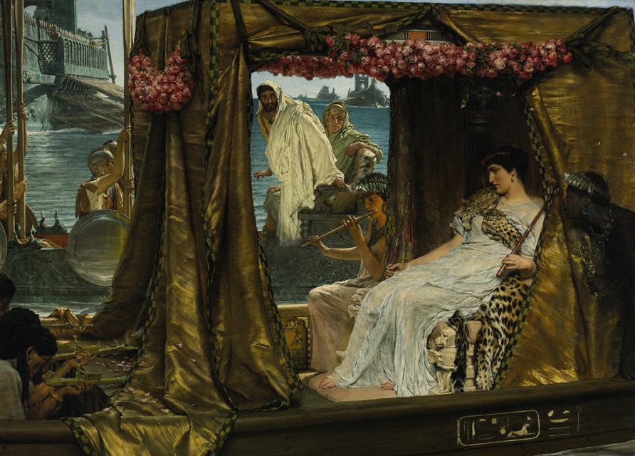 Kleopátra Lawrence Alma-Tadema festményén (forrás: Wikipedia)