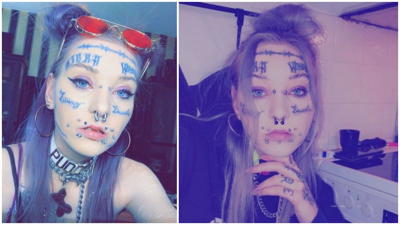 A 24 éves Harley Berglund, aki tetováltatta az arcát