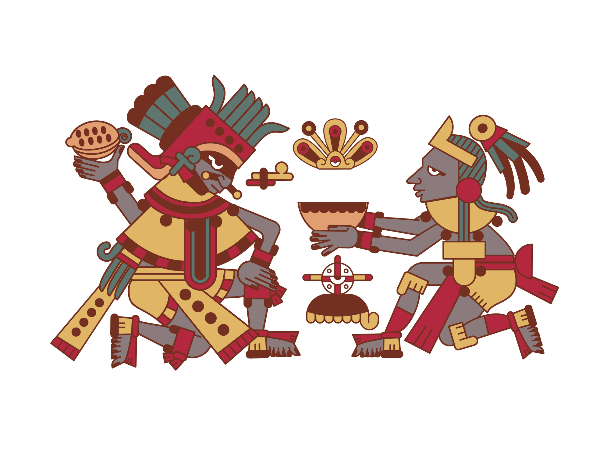 Csokoládé-készítés ábrázolása azték őslakosokkal