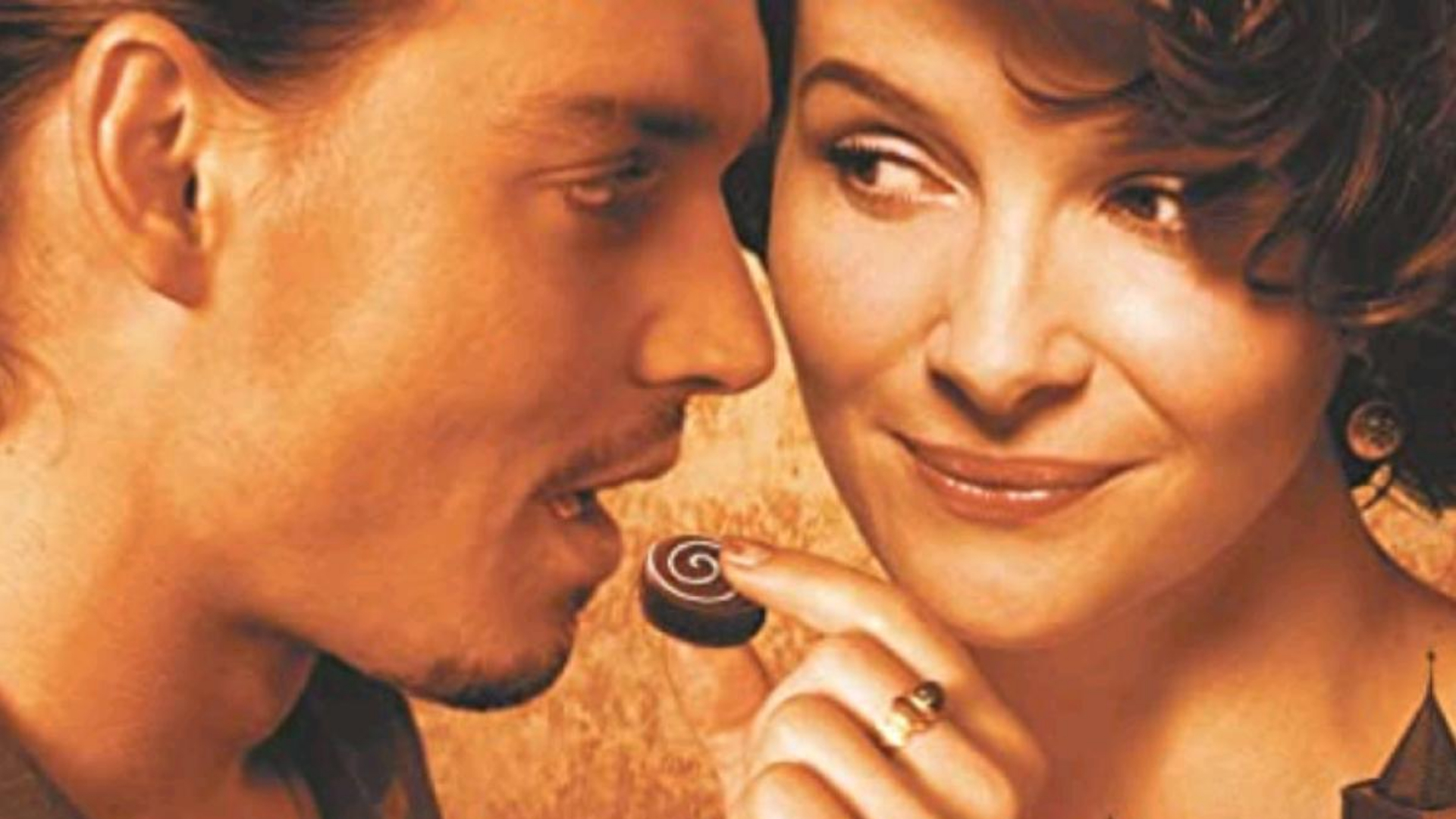 A Csokoládé című film plakátja Johnny Depp-pel és Juliette Binoche-sal