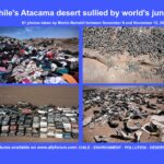 Martin Bernetti 2022. november 8. és 12 dokumentálta a chilei Atacama-sivatagban az ott kidobott ruhákat, autókat és gumiabroncsokat.
