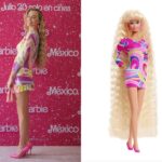 Margot Robbie a Barbie film sajtóturnéján július 7-én