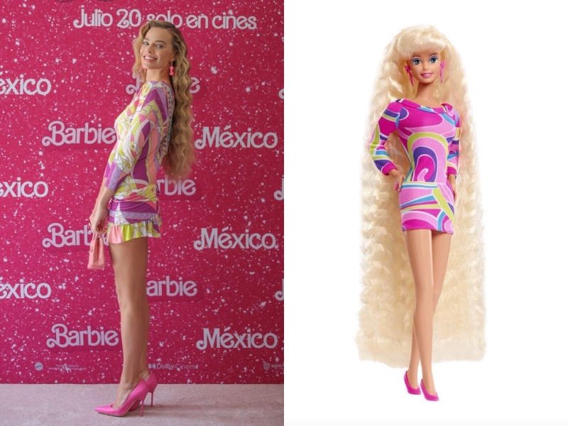 Margot Robbie a Barbie film sajtóturnéján július 7-én