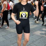 Chloe Grace Moretz 2023. július 25-én vett részt egy sztrájkeseményen New Yorkban, a Times Square-en