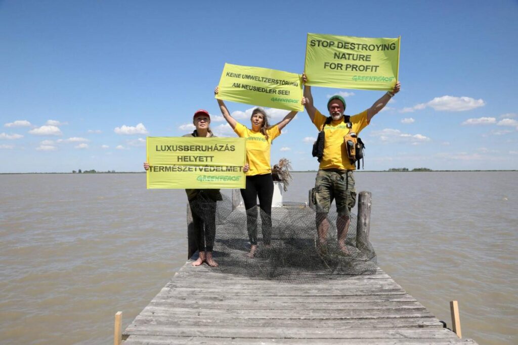Fertő-tó beruházás ellen tüntetők