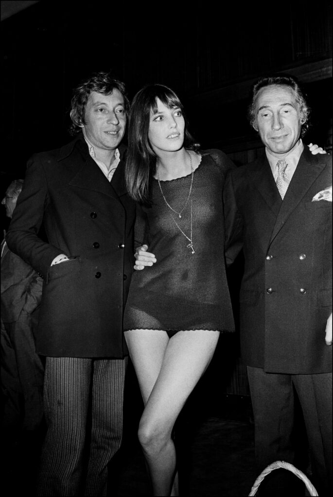 Serge Gainsbourg, Jane Birkin és Pierre Grimblat a Szlogen premierjén