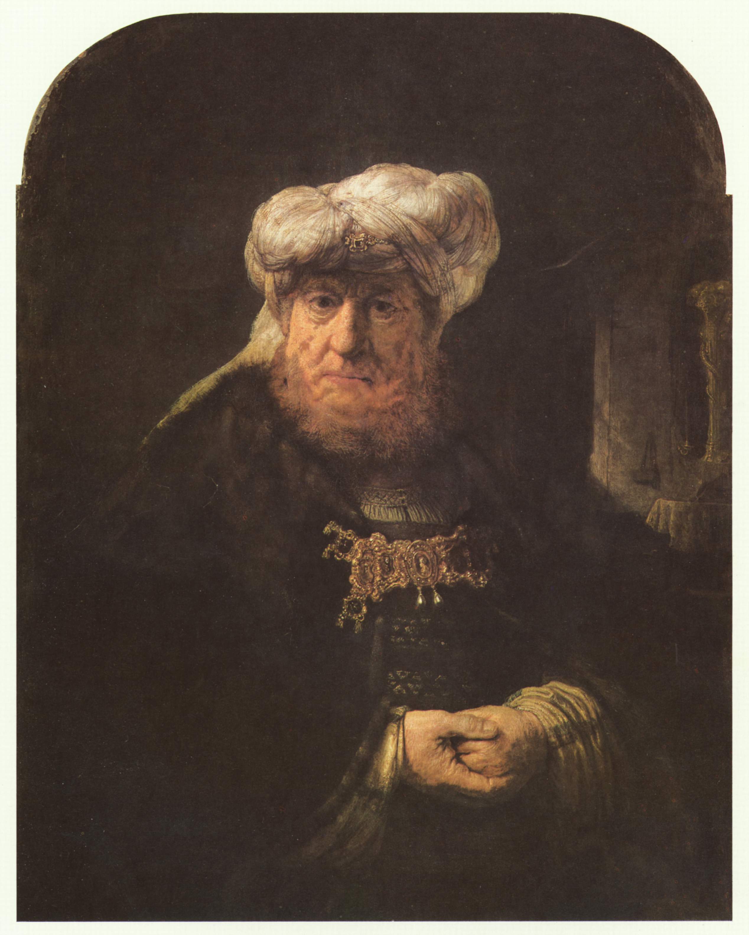 A leprás Uzziás király Rembrandt festményén (forrás: Wikipedia)