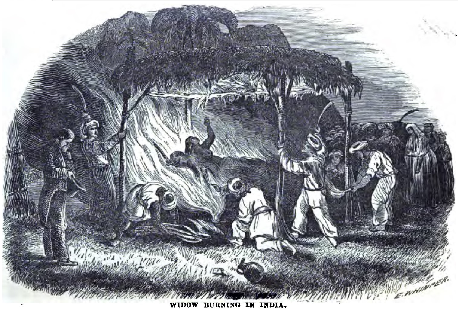 Özvegyégetés Indiában, a 19. század közepén (forrás: Wikipedia)