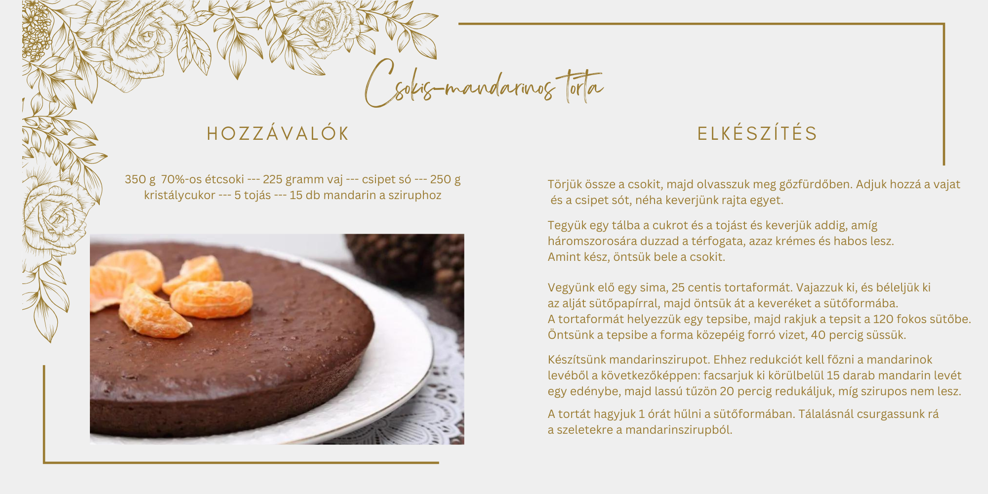 Karácsonyi süti: csokis-mandarinos torta