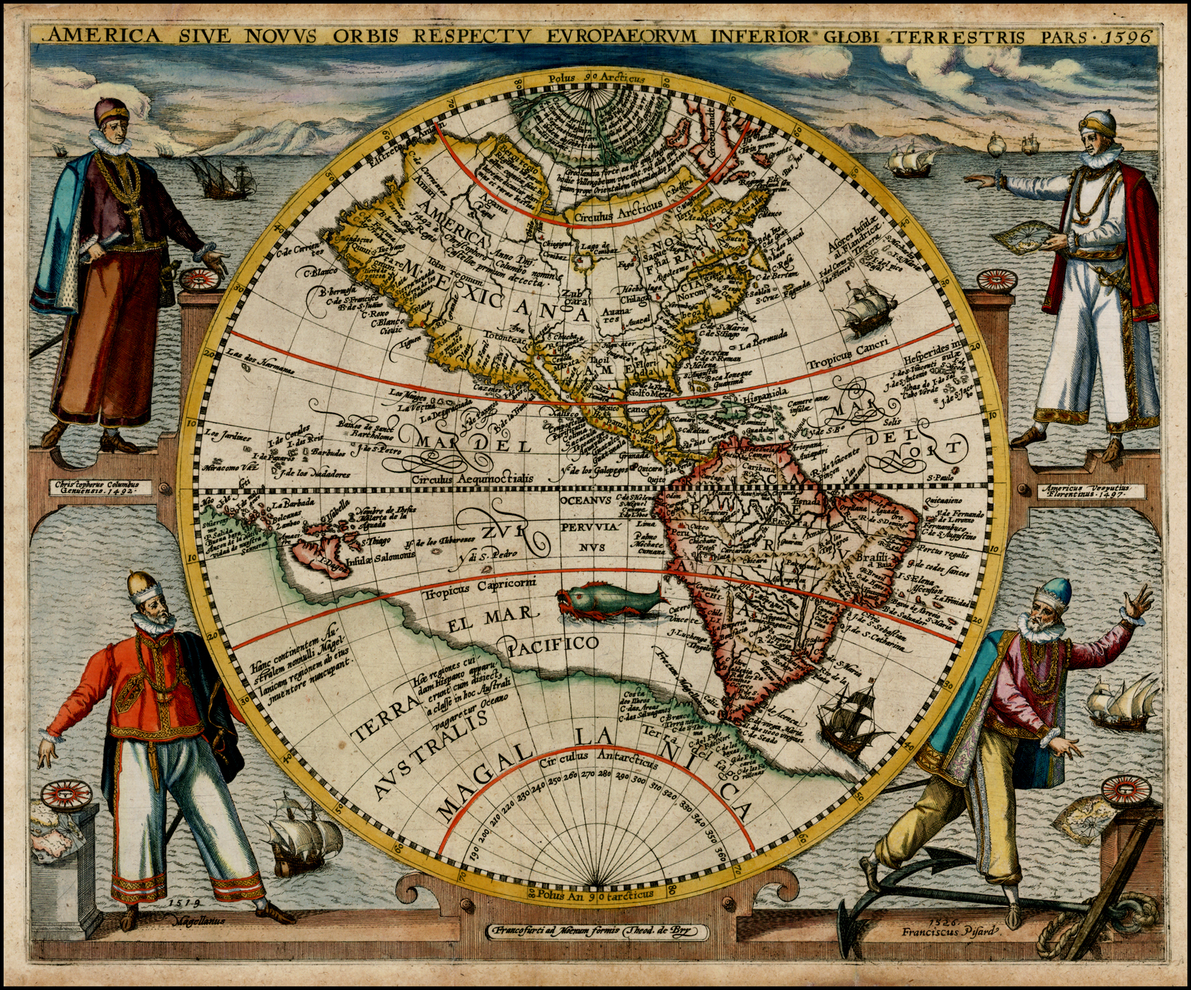 Az Újvilág térképe 1596-ból (fotó: Wikipedia)