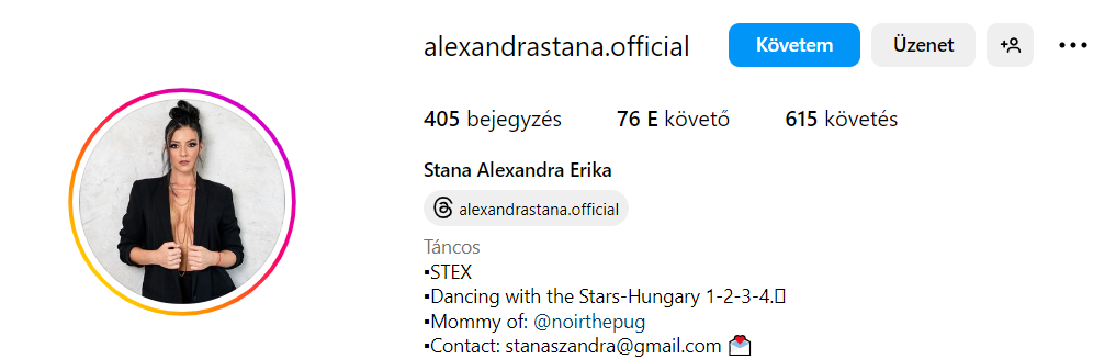 Stana Alexandra Instagram-profilja