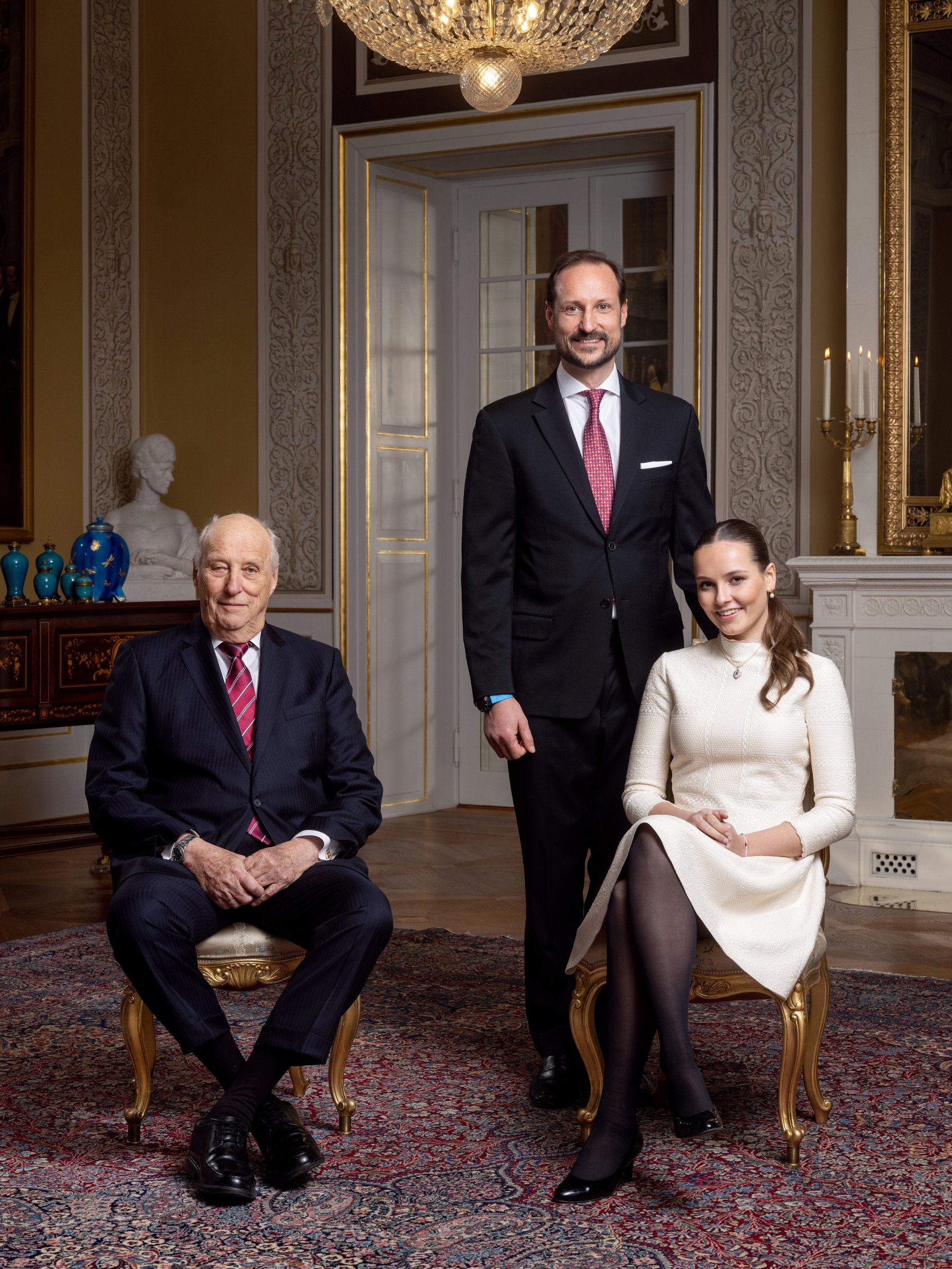 V. Harald norvég király, Haakon koronaherceg és Ingrid Alexandra hercegnő
