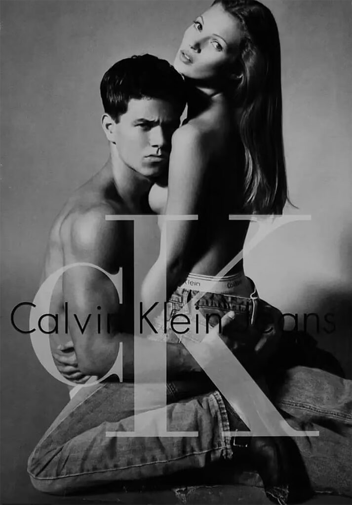 Kate Moss és Mark Wahlberg a Calvin Klain 1992-es kampányában