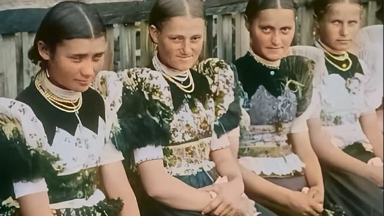 Magyar lányok népviseletben