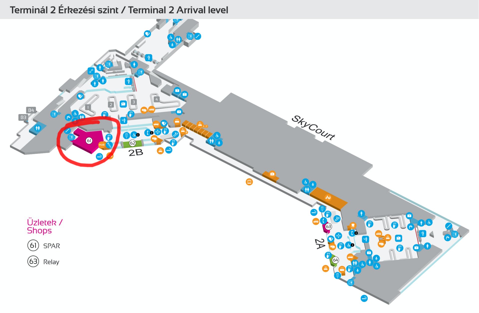 Ferihegyi repülőtér 2B terminál érkezési szintje