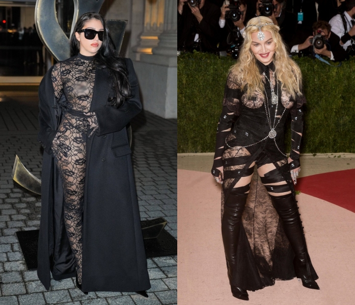 Lourdes Leon a Saint Laurent divatbemutatóján és Madonna a 2016-os MET-gálán