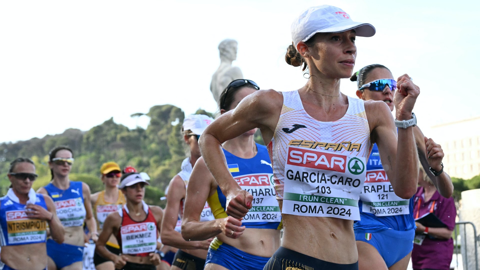 Laura Garcia-Caro spanyol atléta a női 20 km-es gyaloglás döntőjében az atlétikai Európa-bajnokságon a római Olimpiai Stadionban 2024. június 7-én
