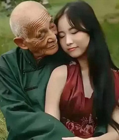 A 23 éves Hsziufang és a 80 éves férje - Forrás: sohu.com