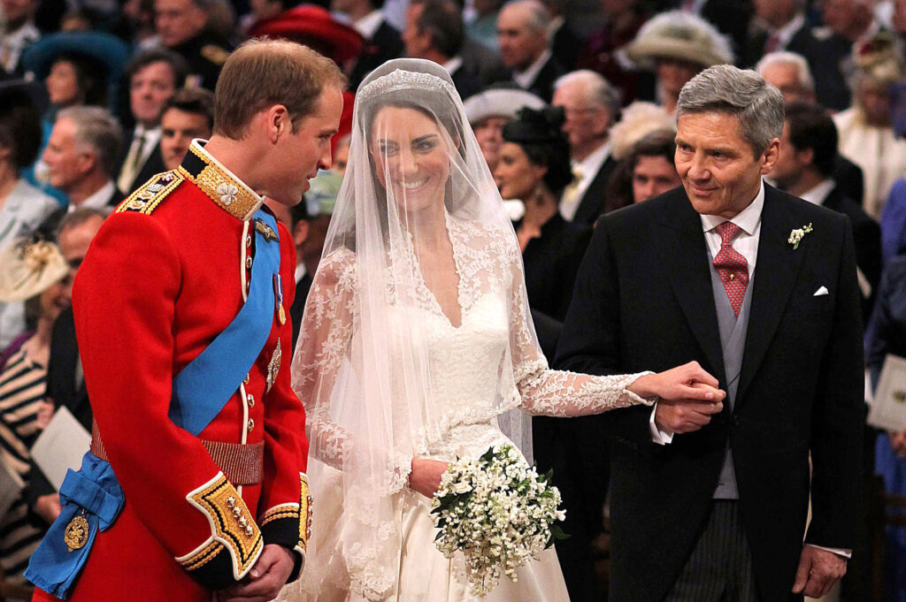 Katalin hercegné és édesapja az eskvőn