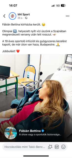 A Szajnában úszott, kórházba került Fábián Bettina nyíltvízi úszó
