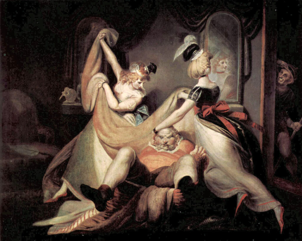 Falstaff és a windsori asszonyok Henry Fuseli festményén (forrás: Wikipedia)