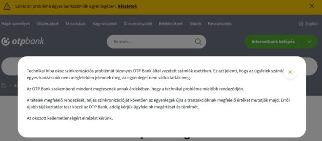 Kedden délután ez az üzenet fogadta az OTP honlapjára látogatókat