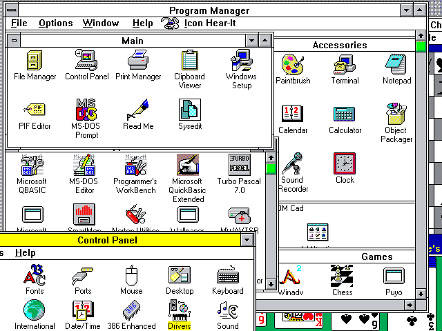 A Windows 3.1 ikonjai