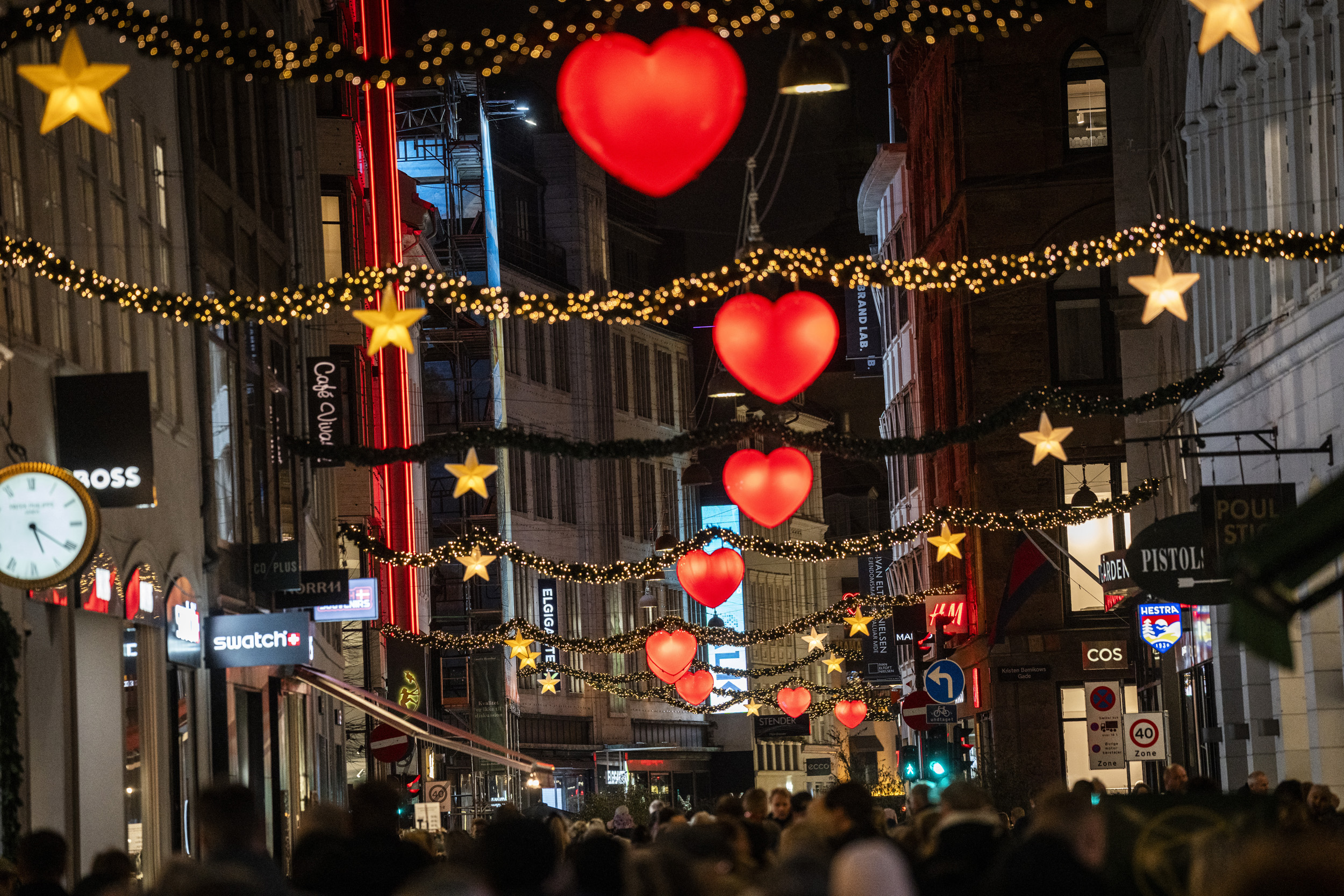 Strøget karácsonyi fényei