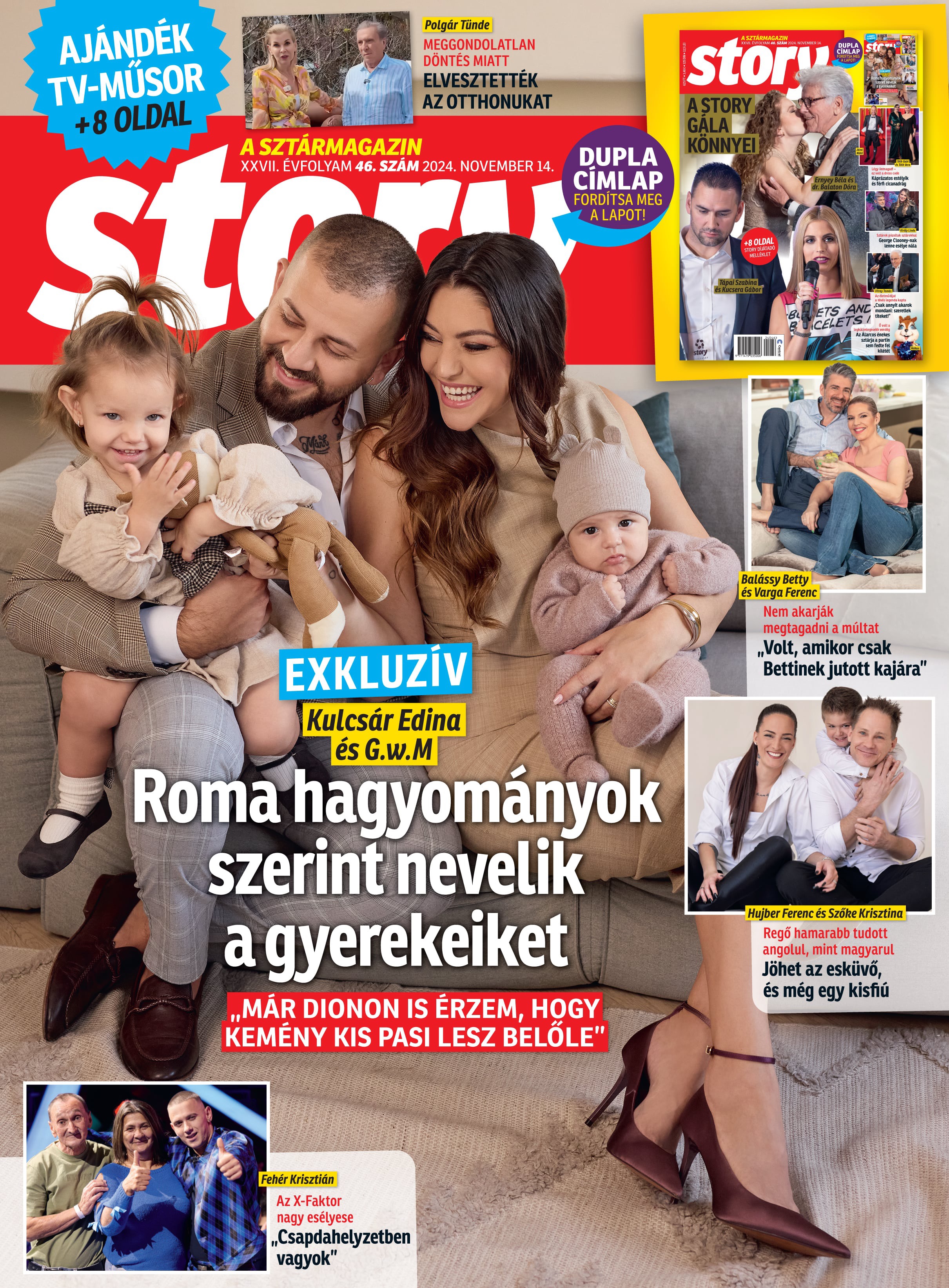 Kulcsár Edina, G.w.M és a gyerekek a Story magazin címlapján.